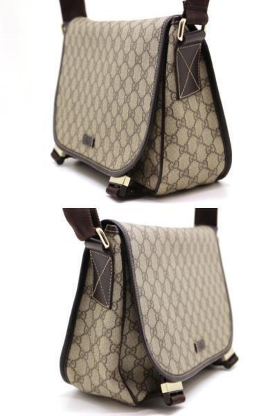 Gucci Bag GG Messenger Supreme Beige Brown Leather Cream Brown Cream
